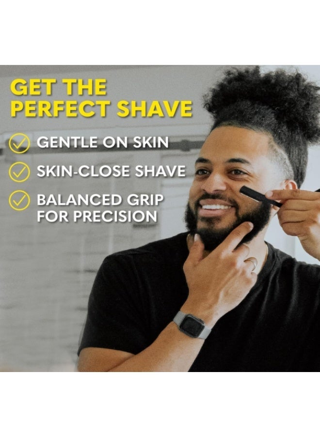 OASIS-TH Straight Razor for Men - Premium Single Derby Blade Cutthroat Razor 20 Replaceable Stainless Steel Blades - Barber Straight Edge Razor Kit Includes 1 Leather Organizer - Image 2